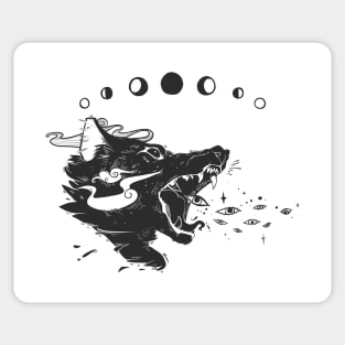 Wild Wolf Creature With Stars And Eyes Sticker